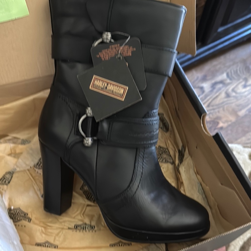 Harley-Davidson Black Heeled Boots